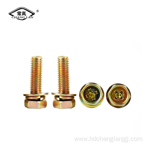 Three combination bolt nut washer